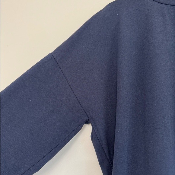 Eileen Fisher Navy Organic Cotton Stretch Jersey High Crewneck Box Top - Picture 3 of 8
